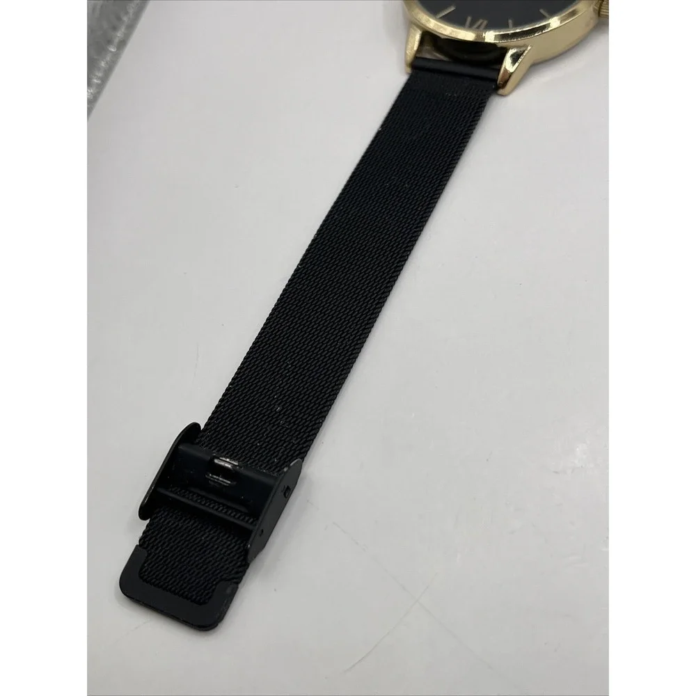 I.N.C. Women's Quartz Watch Gold Case Black Mesh Metal‎ Band- New Battery